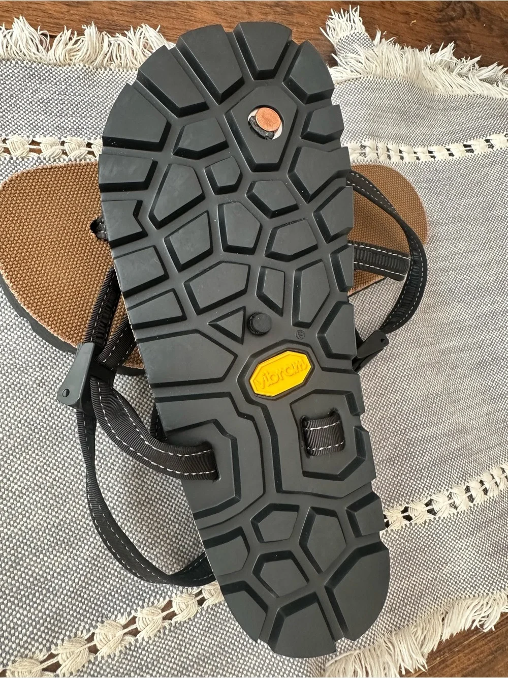 Black Strappy Sandals with Brown Footbed